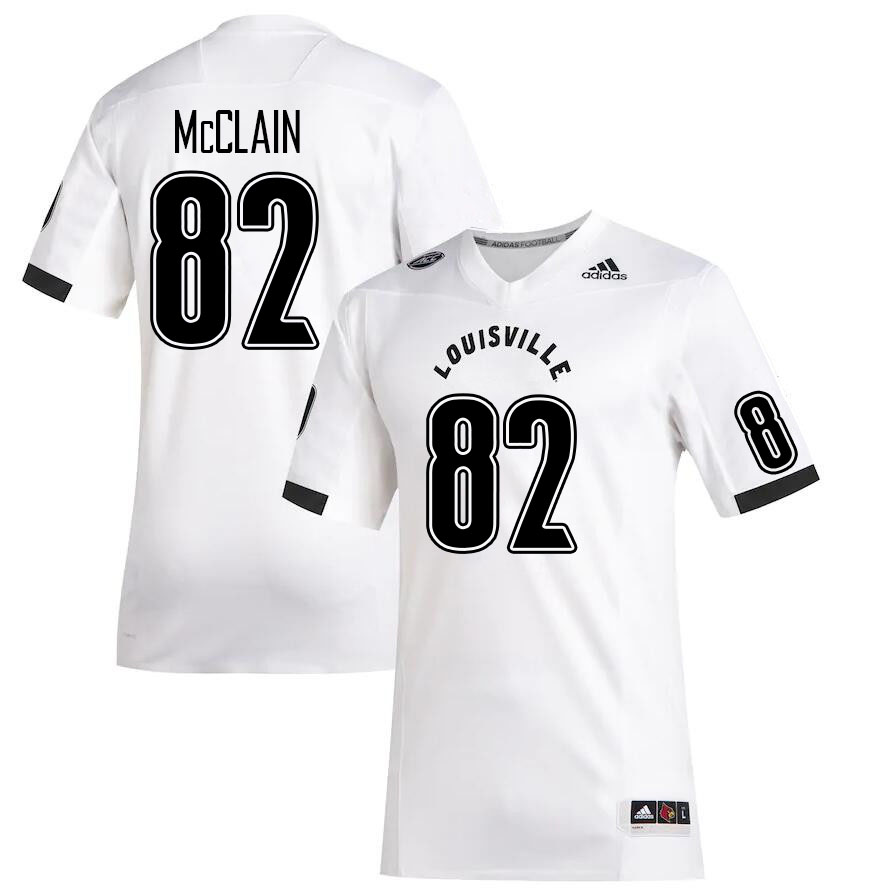 Men #82 Jahlil McClain Louisville Cardinals College Football Jerseys Stitched Sale-White - Click Image to Close